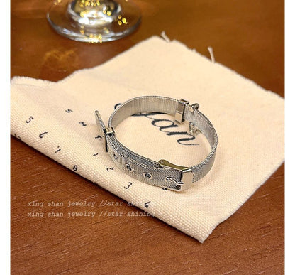 Leather Buckled Bracelet Faux Star Alloy Pendant /