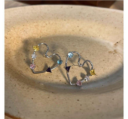 Rhinestone Stud Heart Alloy Earring