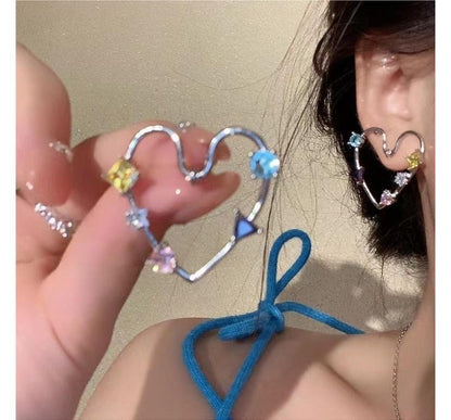 Rhinestone Stud Heart Alloy Earring
