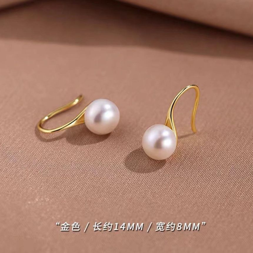 Faux Pearl Sterling Silver Drop Earring