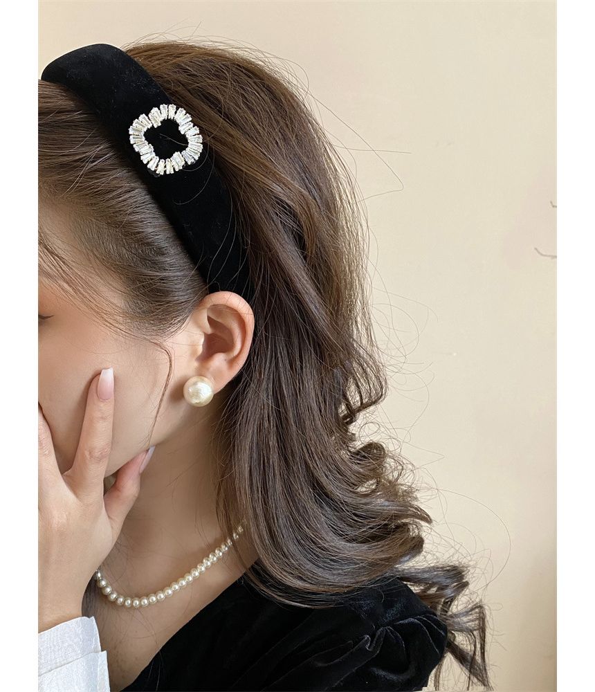 Rhinestone Velvet Headband / Hair Clamp