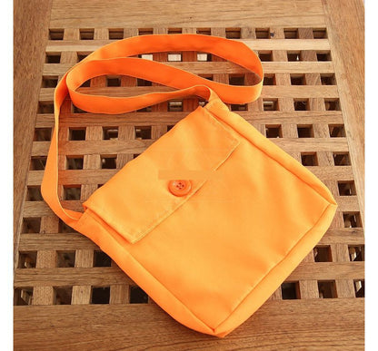 Buttoned Nylon Crossbody Plain Pouch