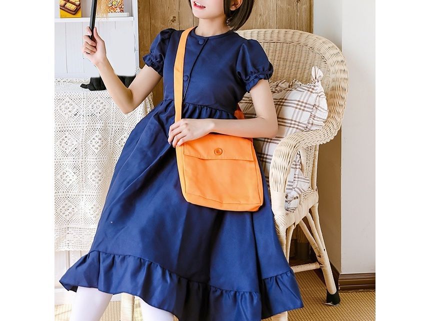 Buttoned Nylon Crossbody Plain Pouch