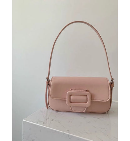 Leather Bag Buckled Flap Faux Shoulder