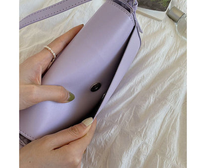 Leather Bag Buckled Flap Faux Shoulder