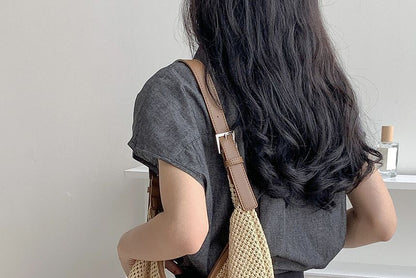 Woven Buckled Tote Bag