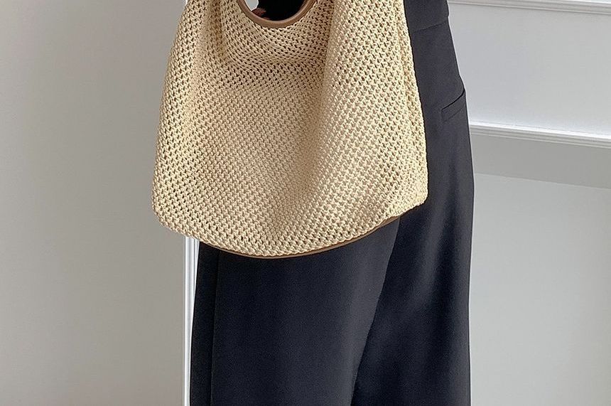 Woven Buckled Tote Bag