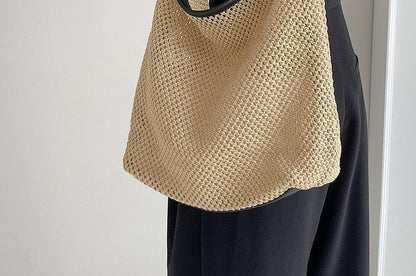 Woven Buckled Tote Bag