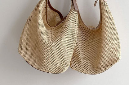 Woven Buckled Tote Bag