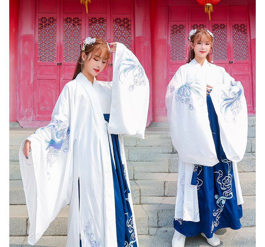 Embroidered Hanfu Blouse / Light Jacket / High Waist Maxi A