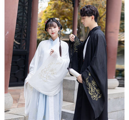 Couple Matching Embroidered Hanfu Jacket / Blouse / High Waist Maxi A