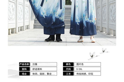 Couple Matching Flower Embroidered Hanfu Costume Set