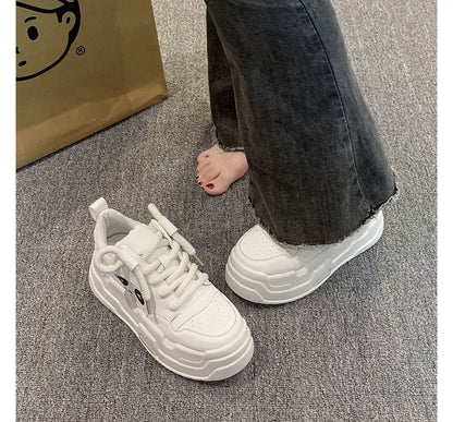 Lace-Up Sneakers Platform Applique Panda