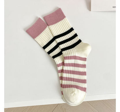 Set of 2 Pairs: Printed Ribbed Socks