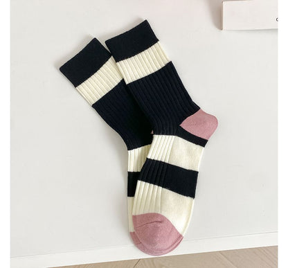 Set of 2 Pairs: Printed Ribbed Socks