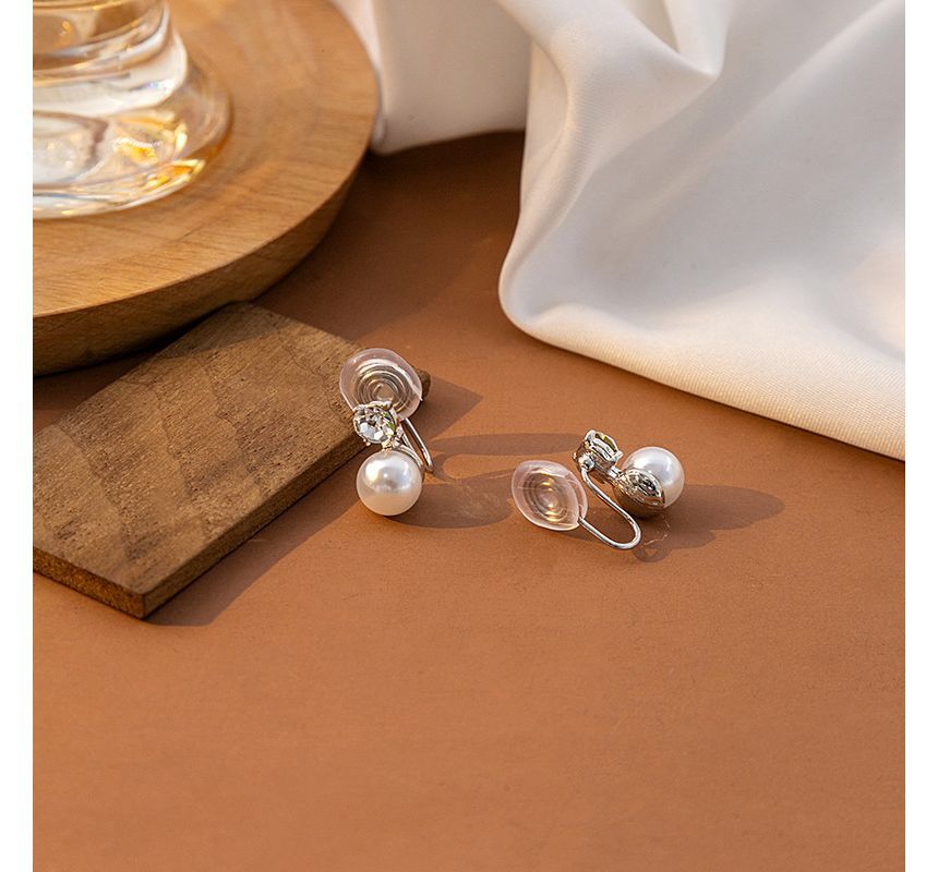 Rhinestone Faux Pearl Alloy Earring