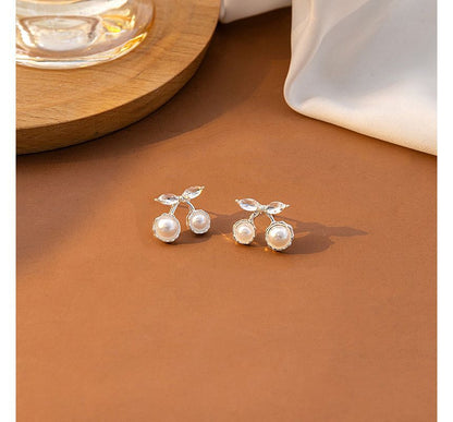 Rhinestone Faux Pearl Alloy Earring