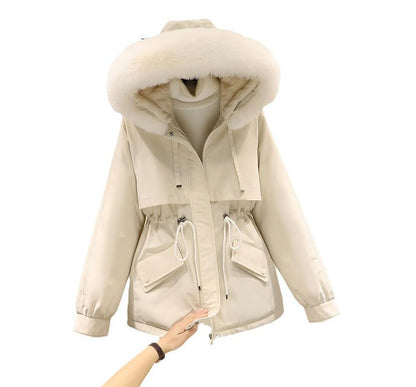 Fluffy Hooded Plain Puffer Jacket