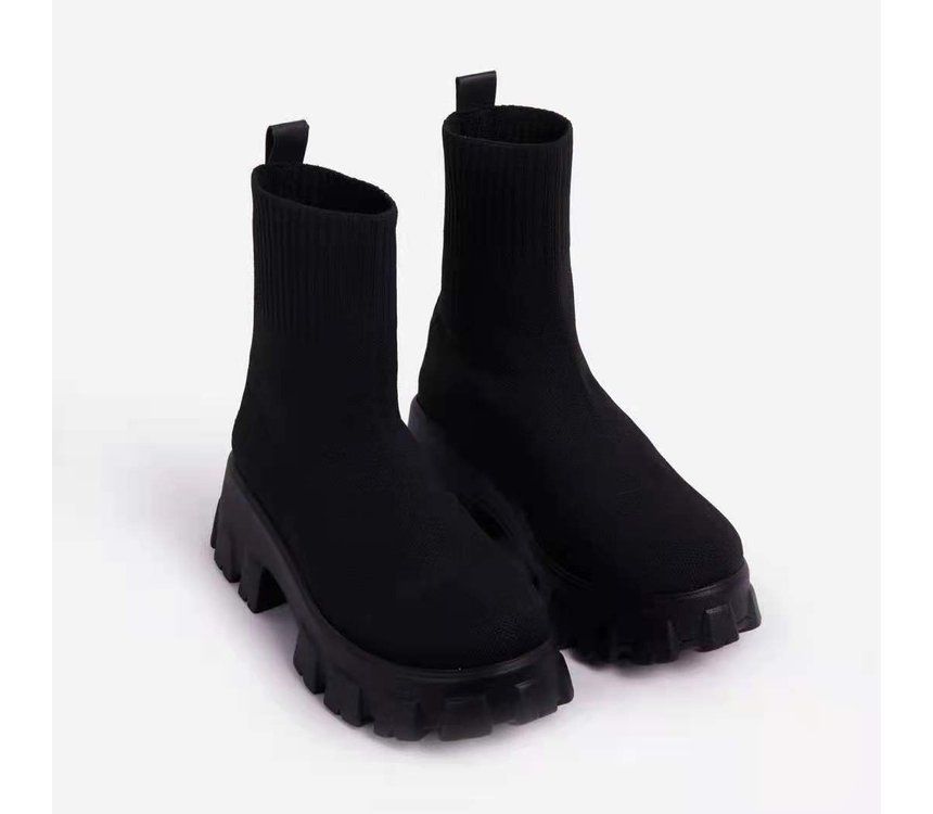 Platform Chunky Heel Sock Boots