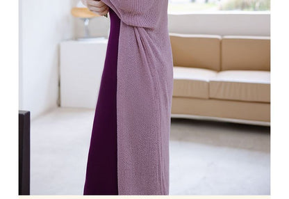 Set: Spaghetti Strap Scoop Plain  Midi Sheath Dress + Plain Long Cardigan