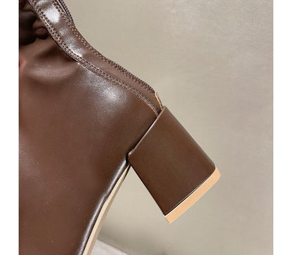 Square Toe Chunky Heel Boots