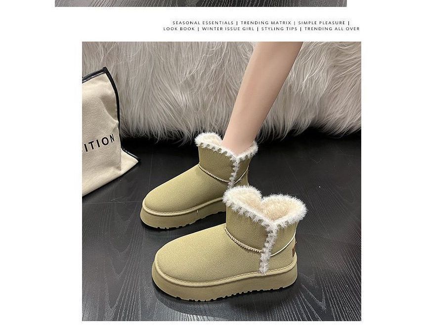 Fluffy Trim Platform Ankle Boots