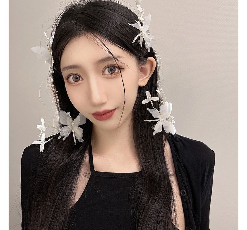 Set Butterfly Hair Clip Gemstone /