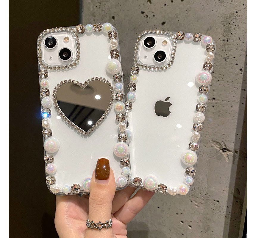 Faux Pearl / Mirrored Transparent Phone Case