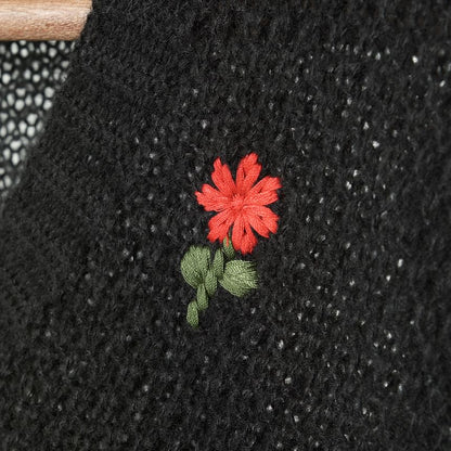 Crop + Set: Knit Top Embroidered Floral Tank Cardigan Square Neck