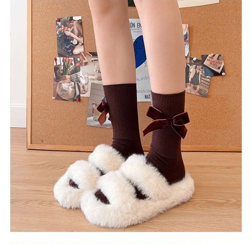 Plain Bow Tall Socks