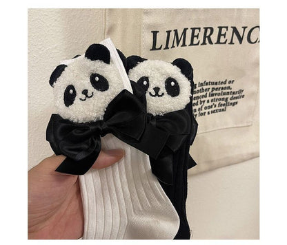 Plain Panda Bow Socks