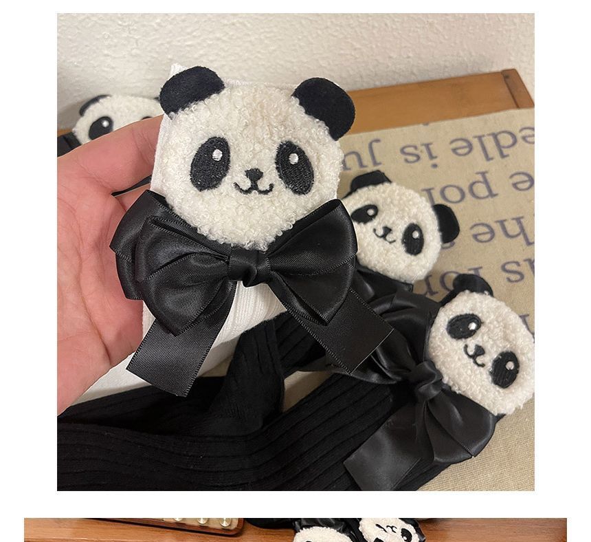 Plain Panda Bow Socks