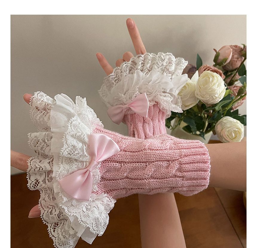 Lace Ruffle Knit Arm Sleeves