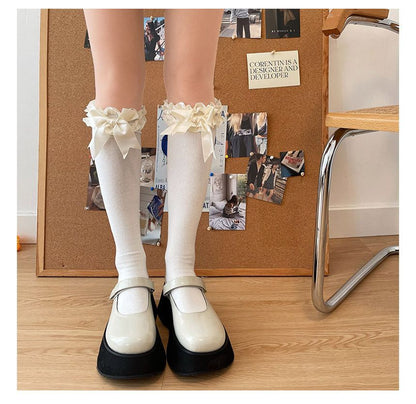 Plain Ruffled Tall Socks