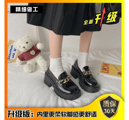 Chain Chunky Accent Heel Platform Loafers