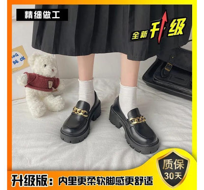 Chain Chunky Accent Heel Platform Loafers