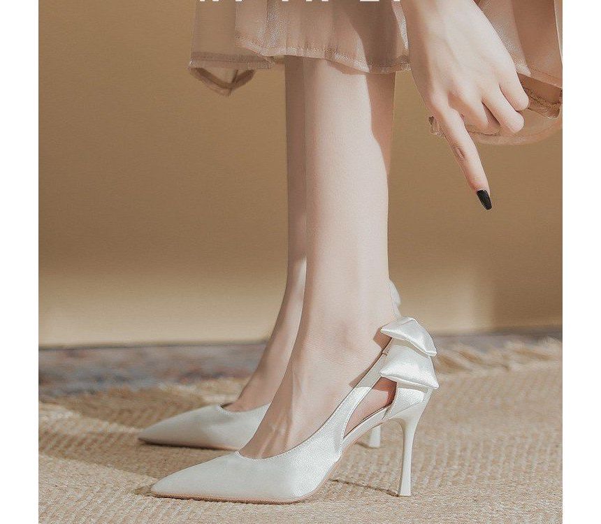 Heel Cutout Pumps Bow Stiletto