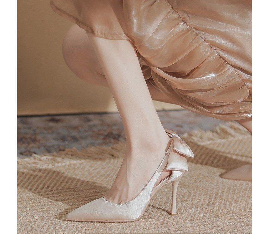 Heel Cutout Pumps Bow Stiletto
