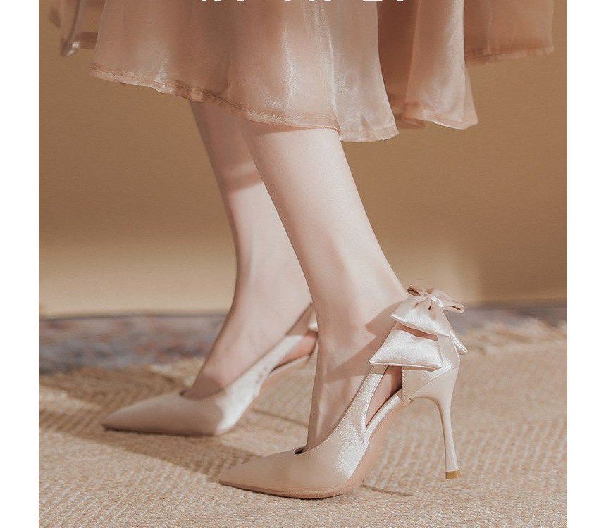 Heel Cutout Pumps Bow Stiletto
