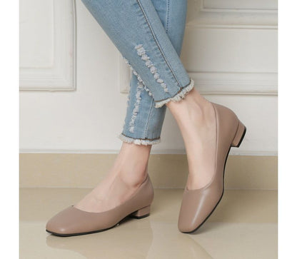 Pumps Square Toe Block Heel Plain Faux Leather