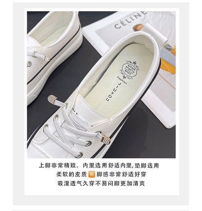 Platform Slip-Ons Faux Leather Trim Lace-Up Contrast