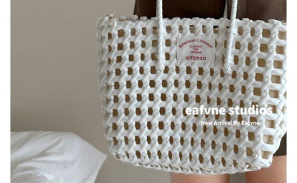 Applique Knit Fingerless Lettering Gloves