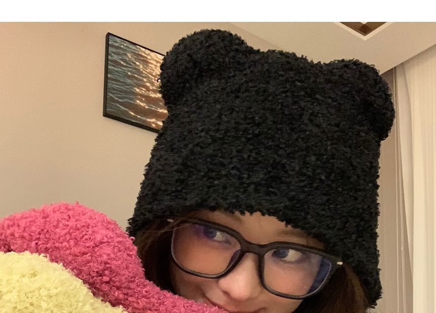 Bear Ear Knit Bonnet Hat