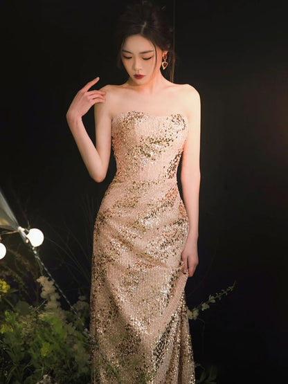 Sequin Sheath Tube Evening Gown