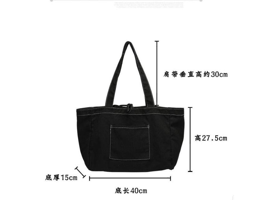 Contrast Stitch Canvas Tote Bag