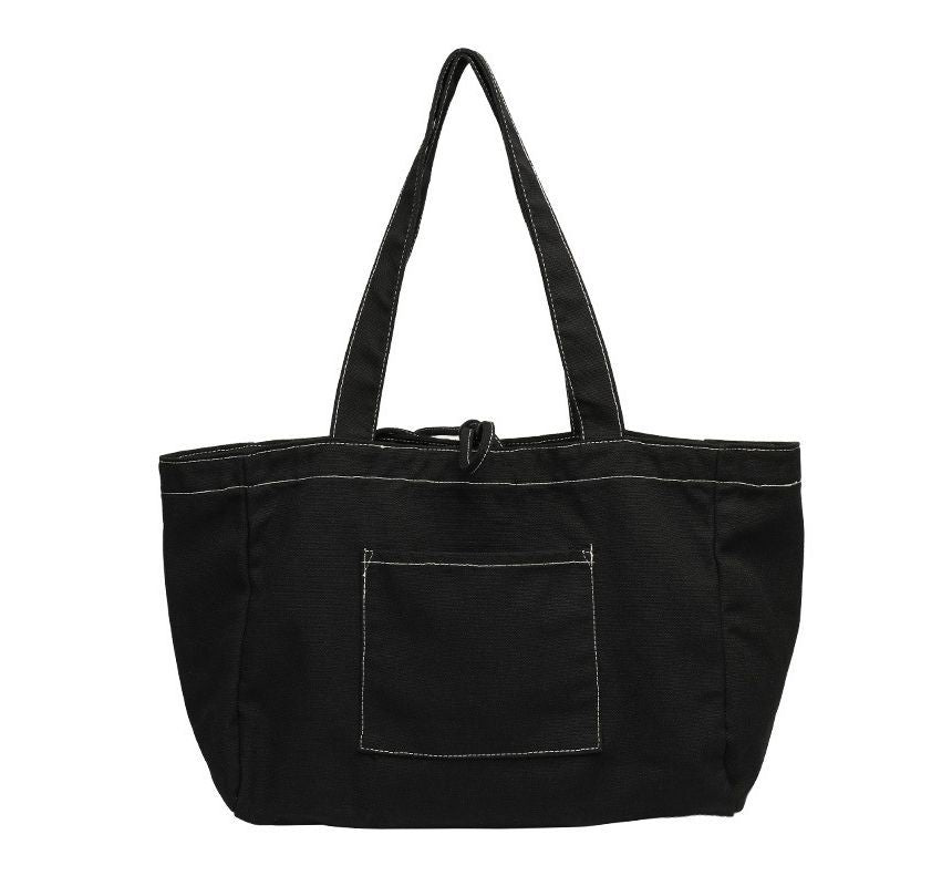 Contrast Stitch Canvas Tote Bag