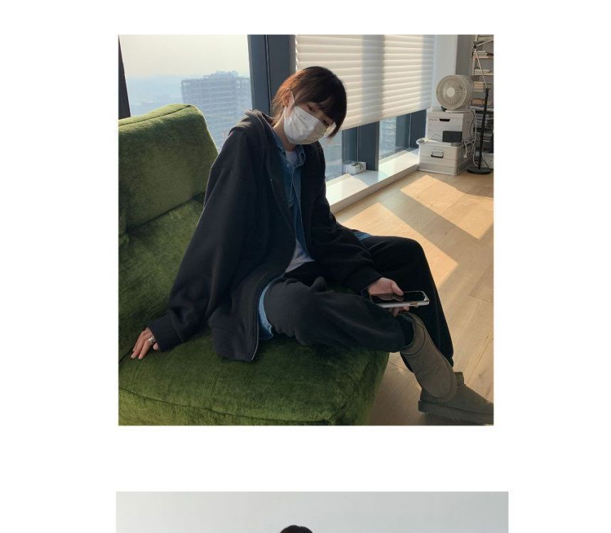 Oversized Plain Hoodie Zip