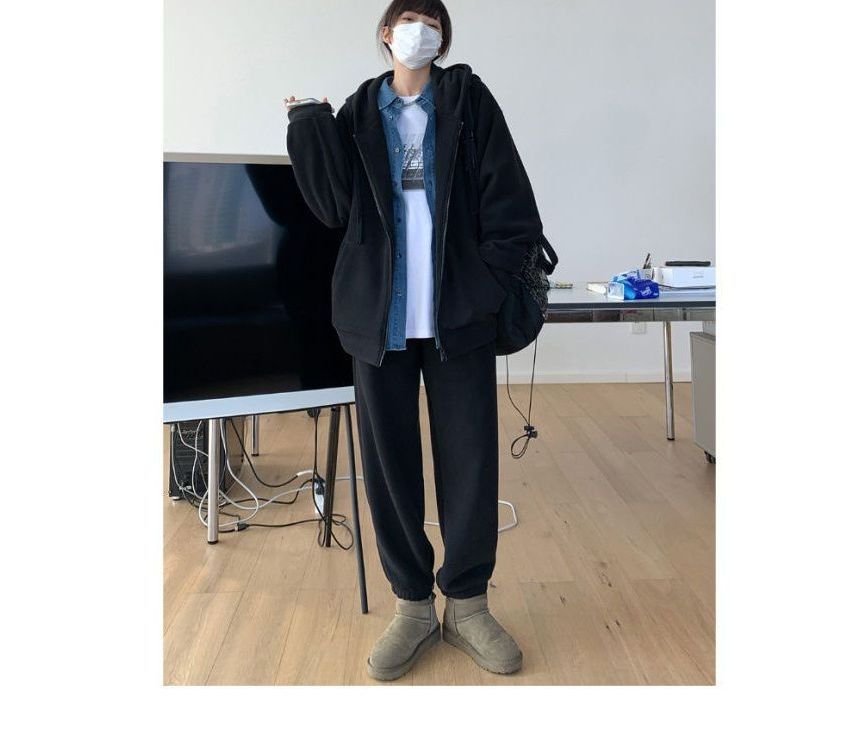 Oversized Plain Hoodie Zip