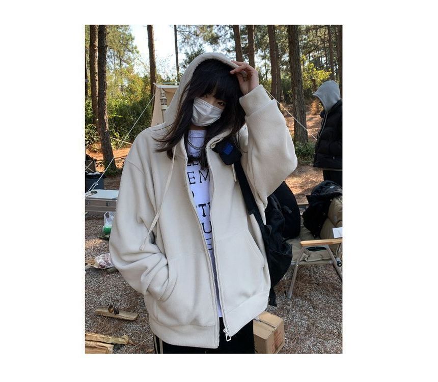 Oversized Plain Hoodie Zip