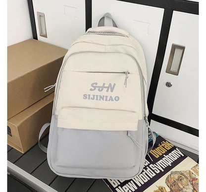 Two Tone Lettering Zip Backpack